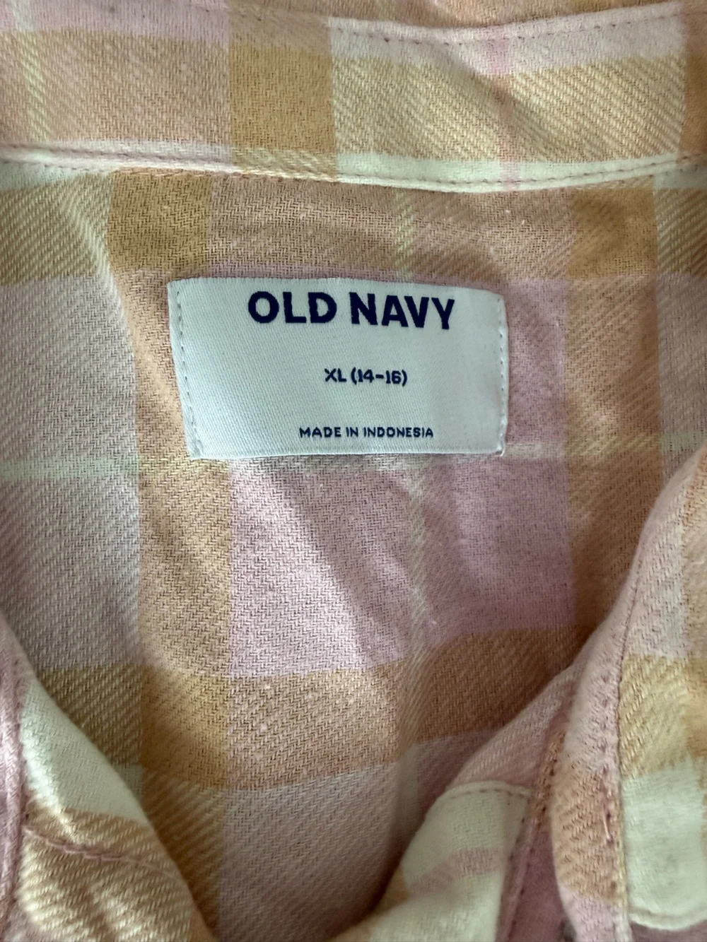 Old Navy Pink and Cream Plaid Button-Up Shirt